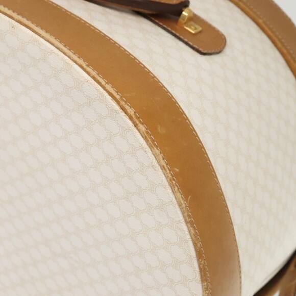 CELINE Macadam Canvas Hat Case Trunk Pvc Leather White - Picture 14 of 16